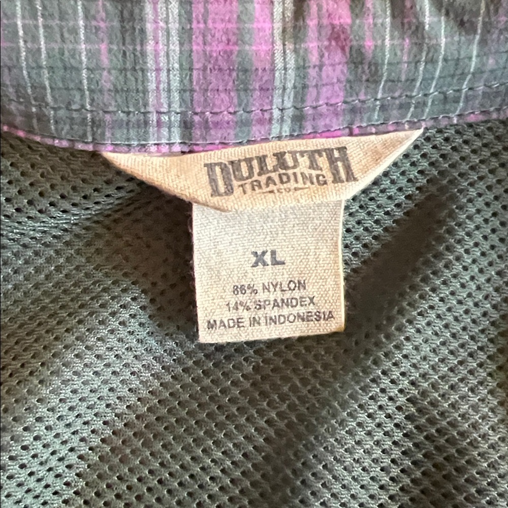 Duluth Trading Co Pink and Gray Plaid Shirt - Picture 5 of 7